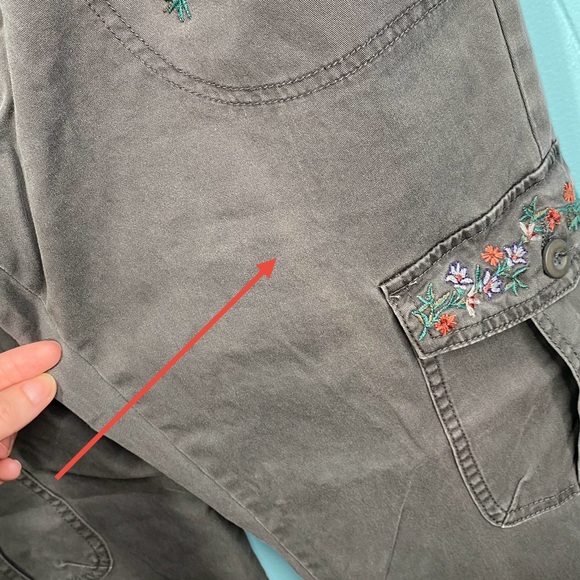 Sundance Size 6 Charcoal Gray Floral Botanical Cargo Jogger Pants - Picture 13 of 15